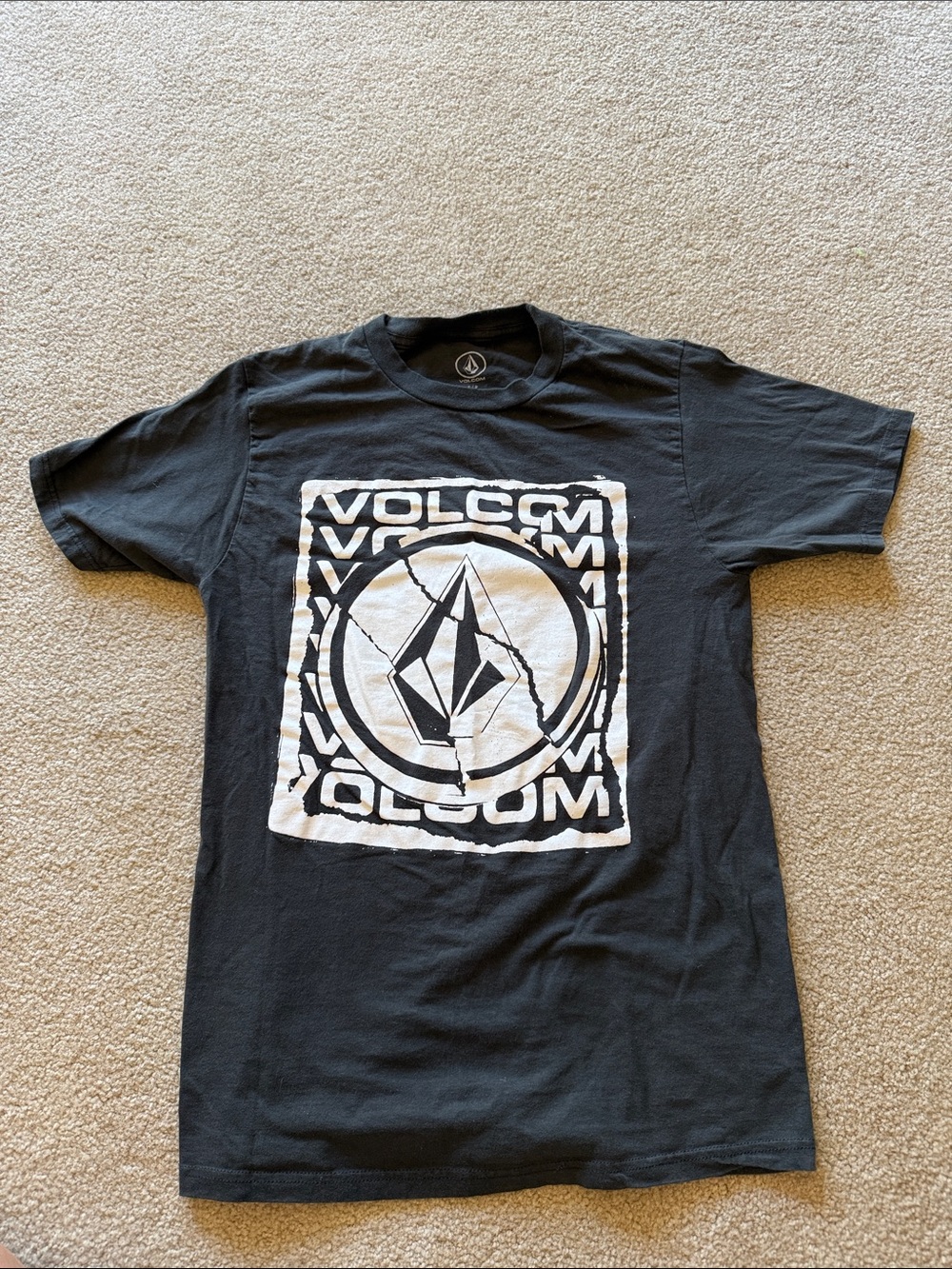 Volcom Black Tee with White Graphic Emblem